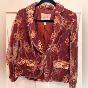 Anthropologie Hutch floral velvet blazer